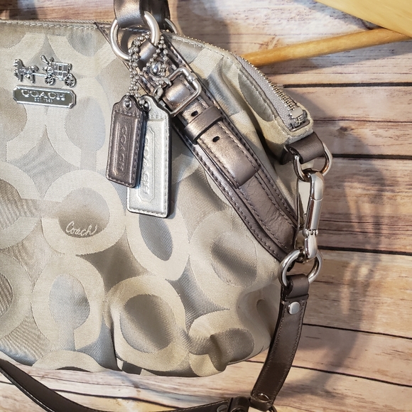 COACH Madison Sophia Dotted OP Art Silver Satchel - Picture 2 of 11